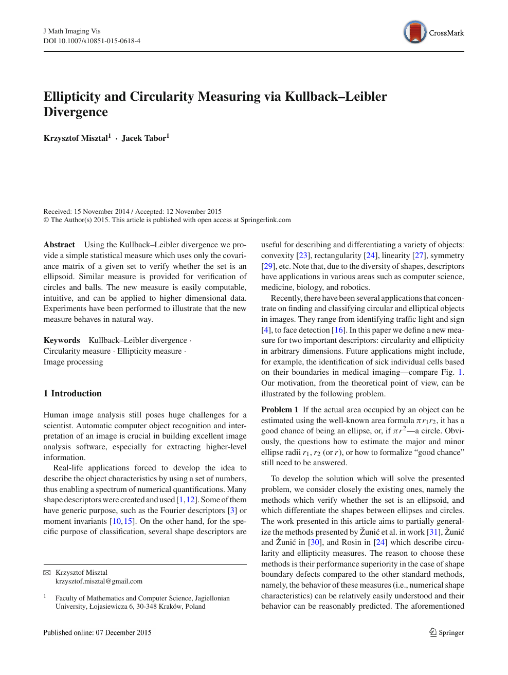 Ellipticity And Circularity Measuring Via Kullback Leibler Divergence Topic Of Research Paper In Mathematics Download Scholarly Article Pdf And Read For Free On Cyberleninka Open Science Hub