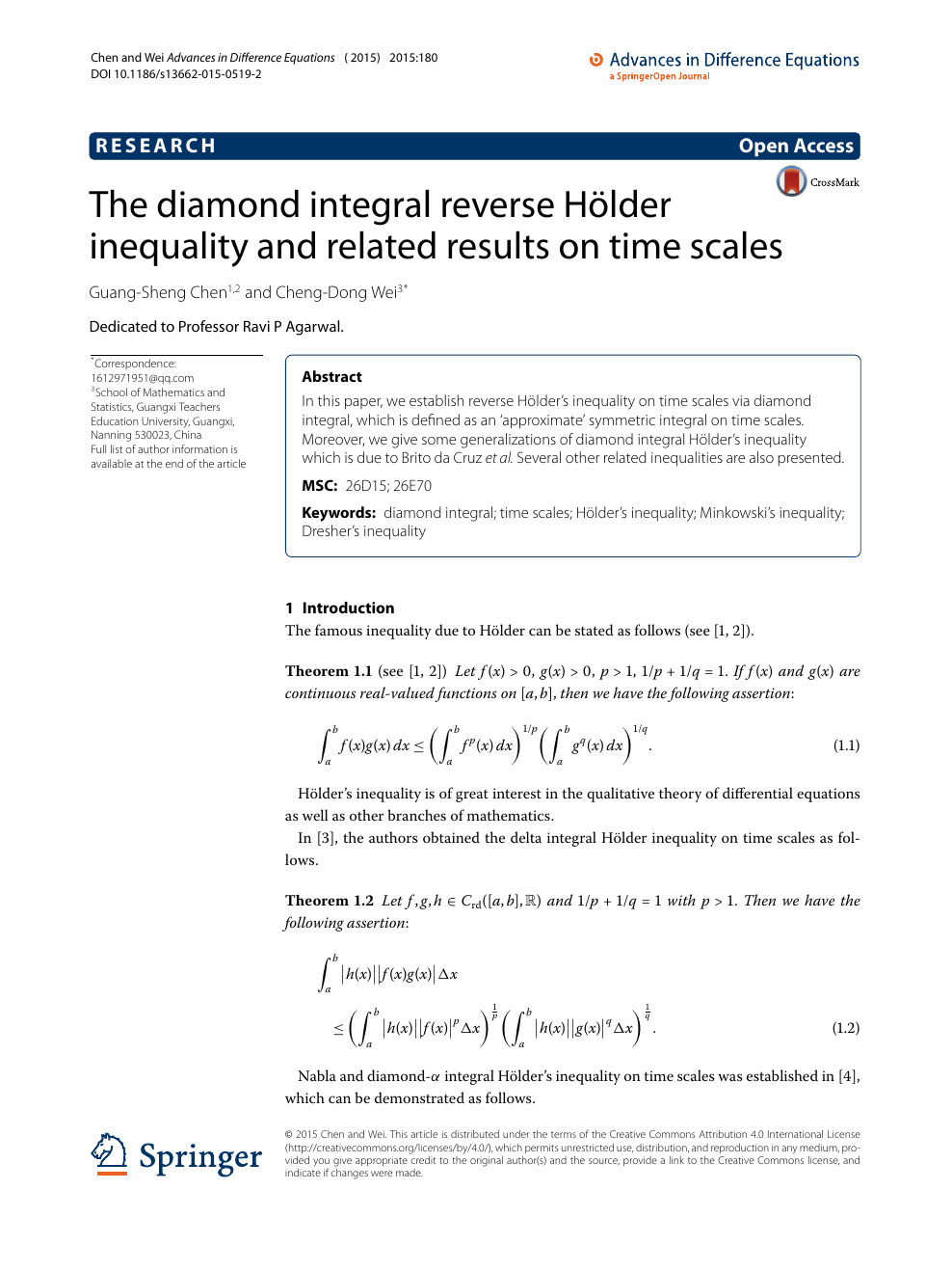 The Diamond Integral Reverse Holder Inequality And Related Results On Time Scales Topic Of Research Paper In Mathematics Download Scholarly Article Pdf And Read For Free On Cyberleninka Open Science Hub