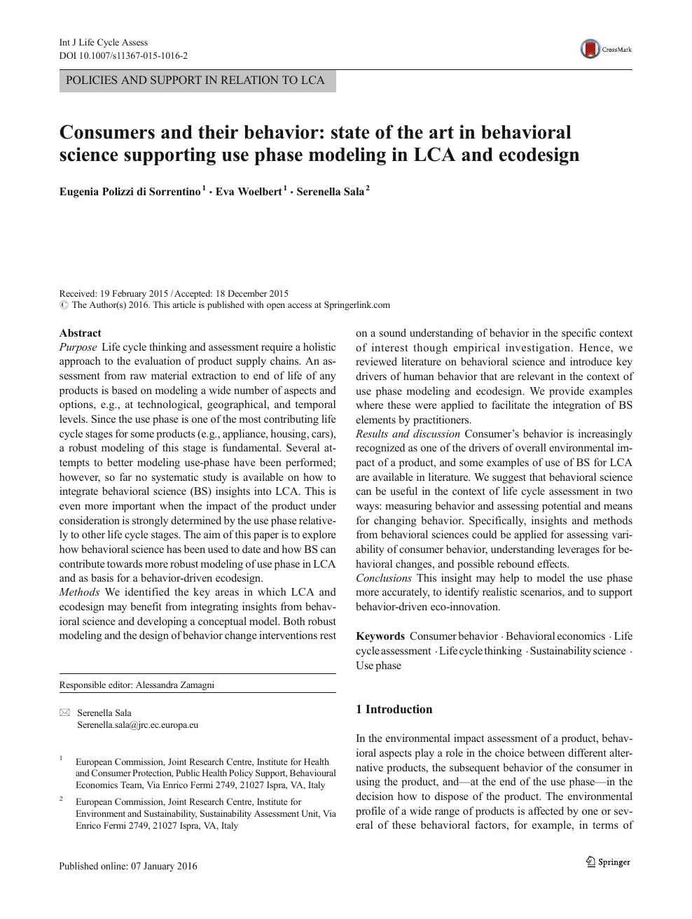 Consumers And Their Behavior State Of The Art In Behavioral Science Supporting Use Phase Modeling In Lca And Ecodesign Topic Of Research Paper In Economics And Business Download Scholarly Article Pdf