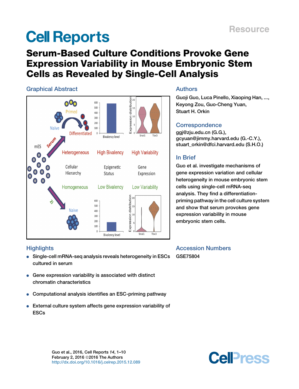 Serum Based Culture Conditions Provoke Gene Expression Variability In Mouse Embryonic Stem Cells As Revealed By Single Cell Analysis Topic Of Research Paper In Biological Sciences Download Scholarly Article Pdf And Read For
