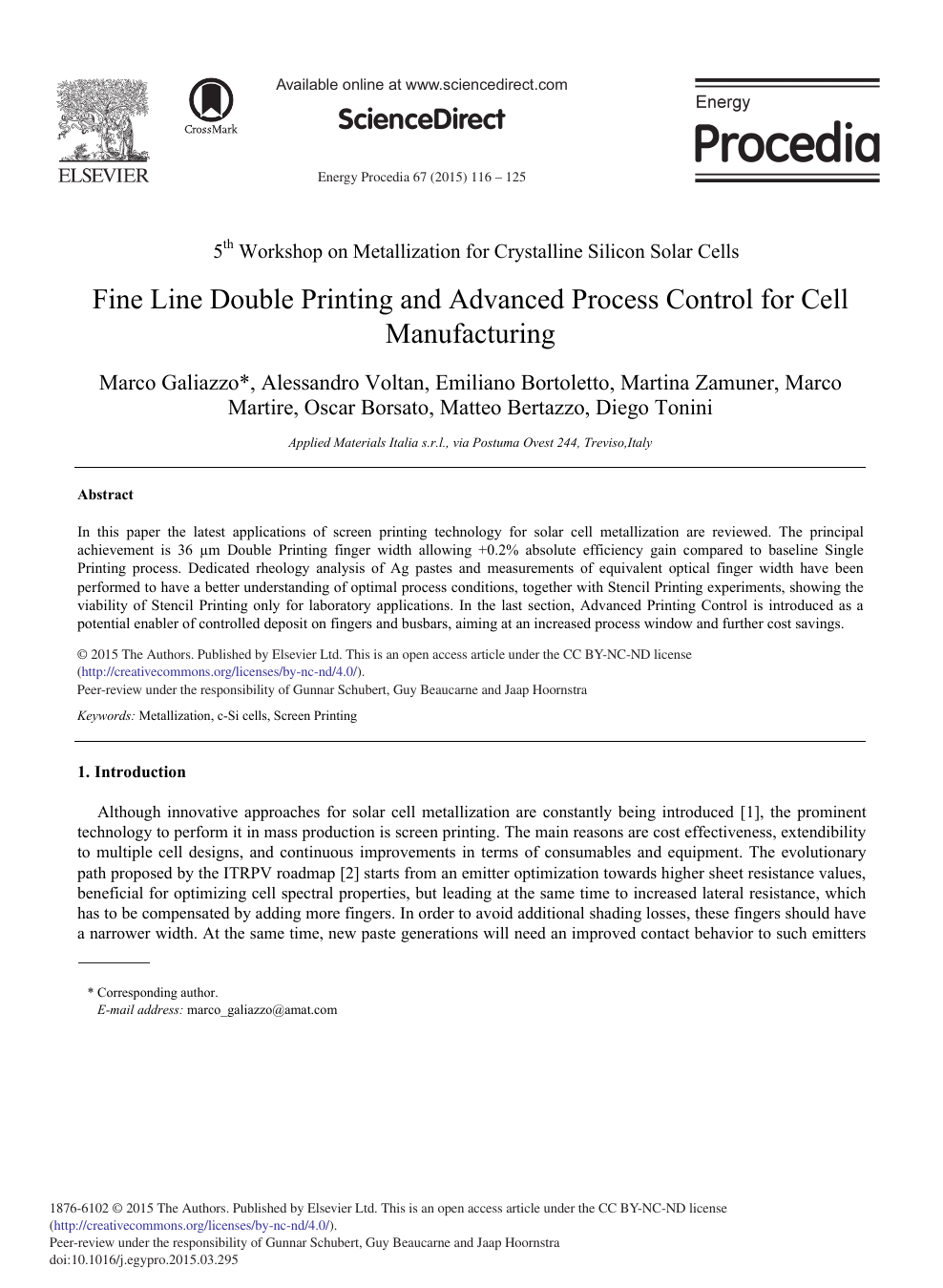 Fine Line Double Printing And Advanced Process Control For Cell Manufacturing Topic Of Research Paper In Materials Engineering Download Scholarly Article Pdf And Read For Free On Cyberleninka Open Science Hub