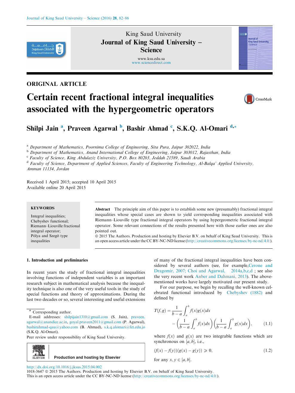 Certain Recent Fractional Integral Inequalities Associated With The Hypergeometric Operators Topic Of Research Paper In Mathematics Download Scholarly Article Pdf And Read For Free On Cyberleninka Open Science Hub