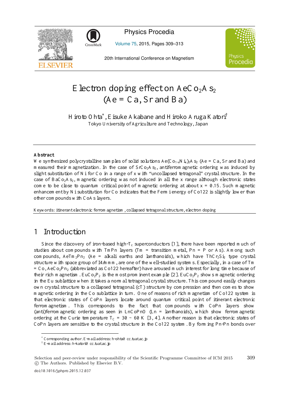 Electron Doping Effect On Aeco2as2 Ae Ca Sr And Ba Topic Of Research Paper In Nano Technology Download Scholarly Article Pdf And Read For Free On Cyberleninka Open Science Hub