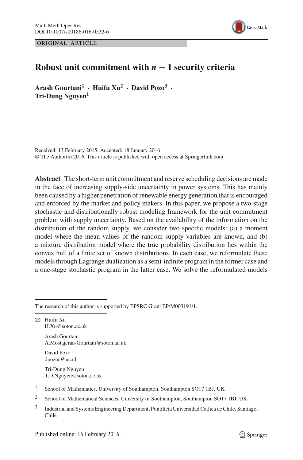 Robust Unit Commitment With N 1 N 1 Security Criteria Topic Of Research Paper In Mathematics Download Scholarly Article Pdf And Read For Free On Cyberleninka Open Science Hub
