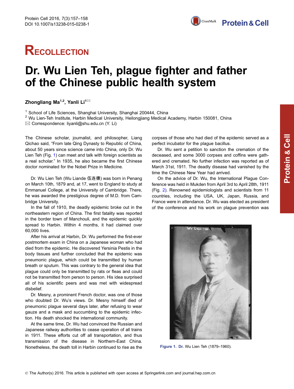 Dr Wu Lien Teh Plague Fighter And Father Of The Chinese Public Health System Topic Of Research Paper In Clinical Medicine Download Scholarly Article Pdf And Read For Free On Cyberleninka