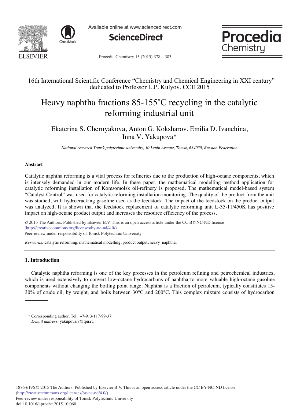 Heavy Naphtha Fractions 85 155 C Recycling In The Catalytic Reforming Industrial Unit Topic Of Research Paper In Agriculture Forestry And Fisheries Download Scholarly Article Pdf And Read For Free On Cyberleninka