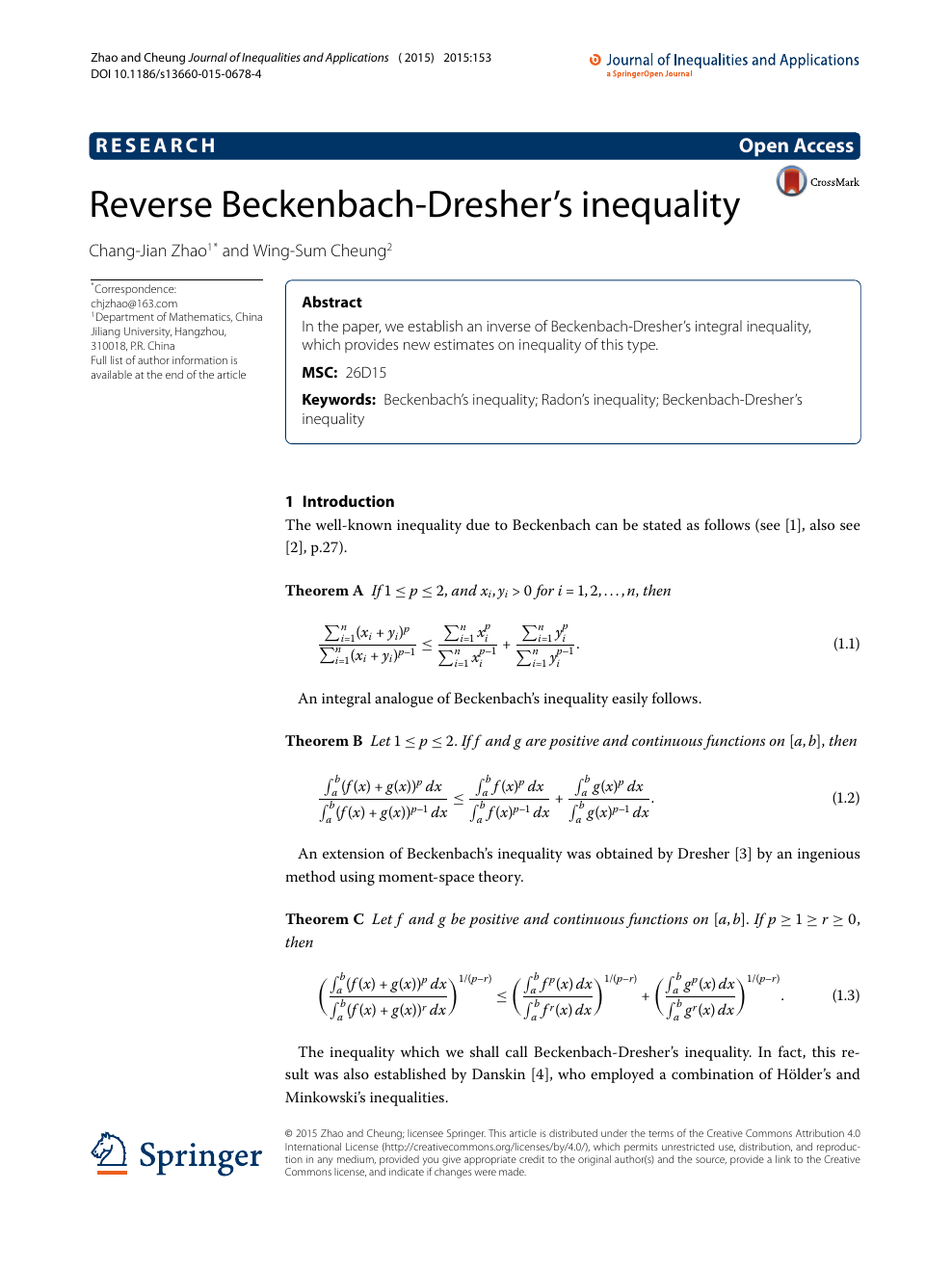 Reverse Beckenbach Dresher S Inequality Topic Of Research Paper In Mathematics Download Scholarly Article Pdf And Read For Free On Cyberleninka Open Science Hub