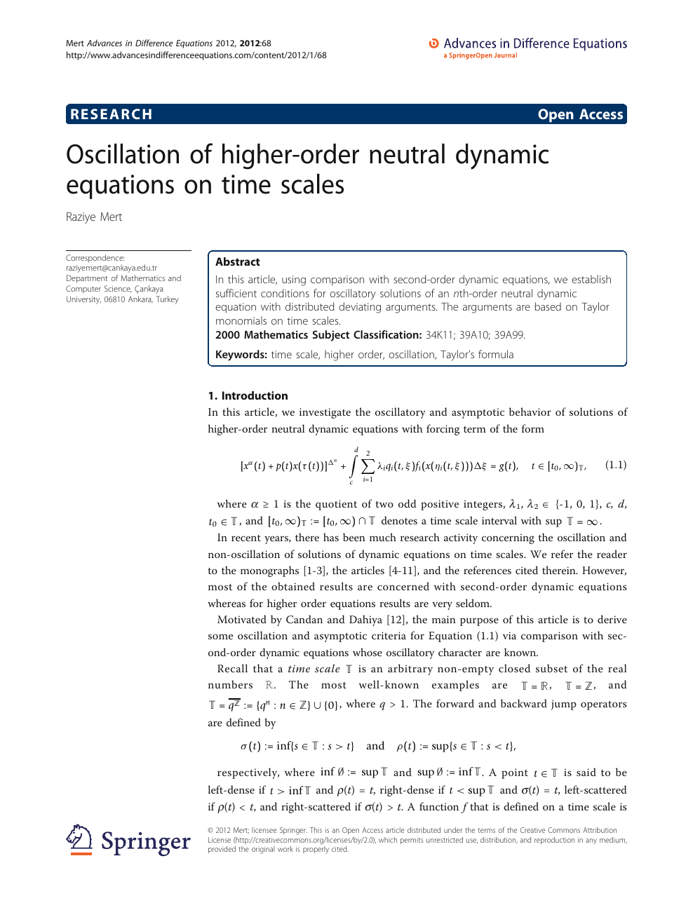 Oscillation Of Higher Order Neutral Dynamic Equations On Time Scales Topic Of Research Paper In Mathematics Download Scholarly Article Pdf And Read For Free On Cyberleninka Open Science Hub