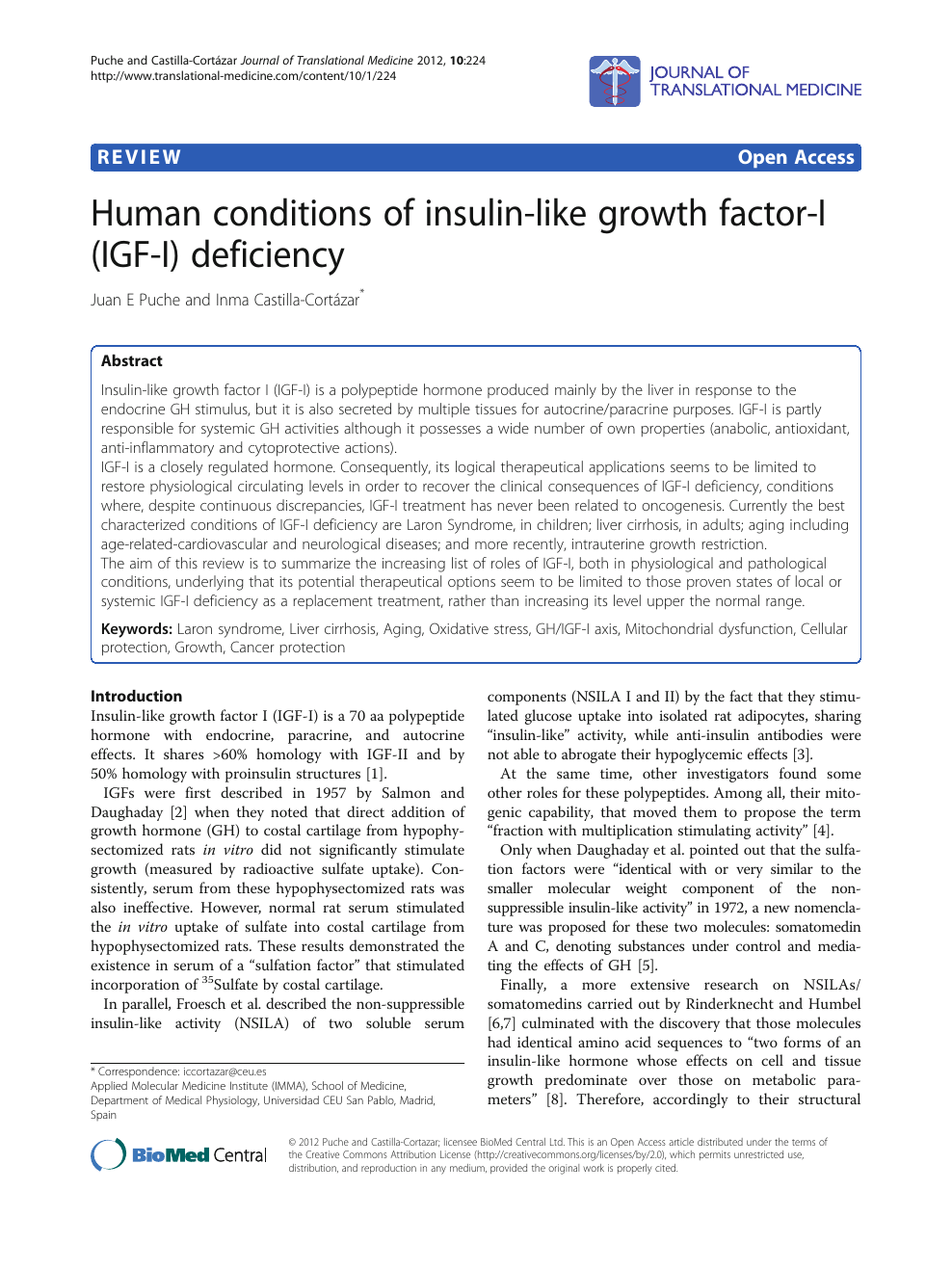 Human conditions of insulin-like growth factor-I (IGF-I) deficiency – topic  of research paper in Biological sciences. Download scholarly article PDF  and read for free on CyberLeninka open science hub.