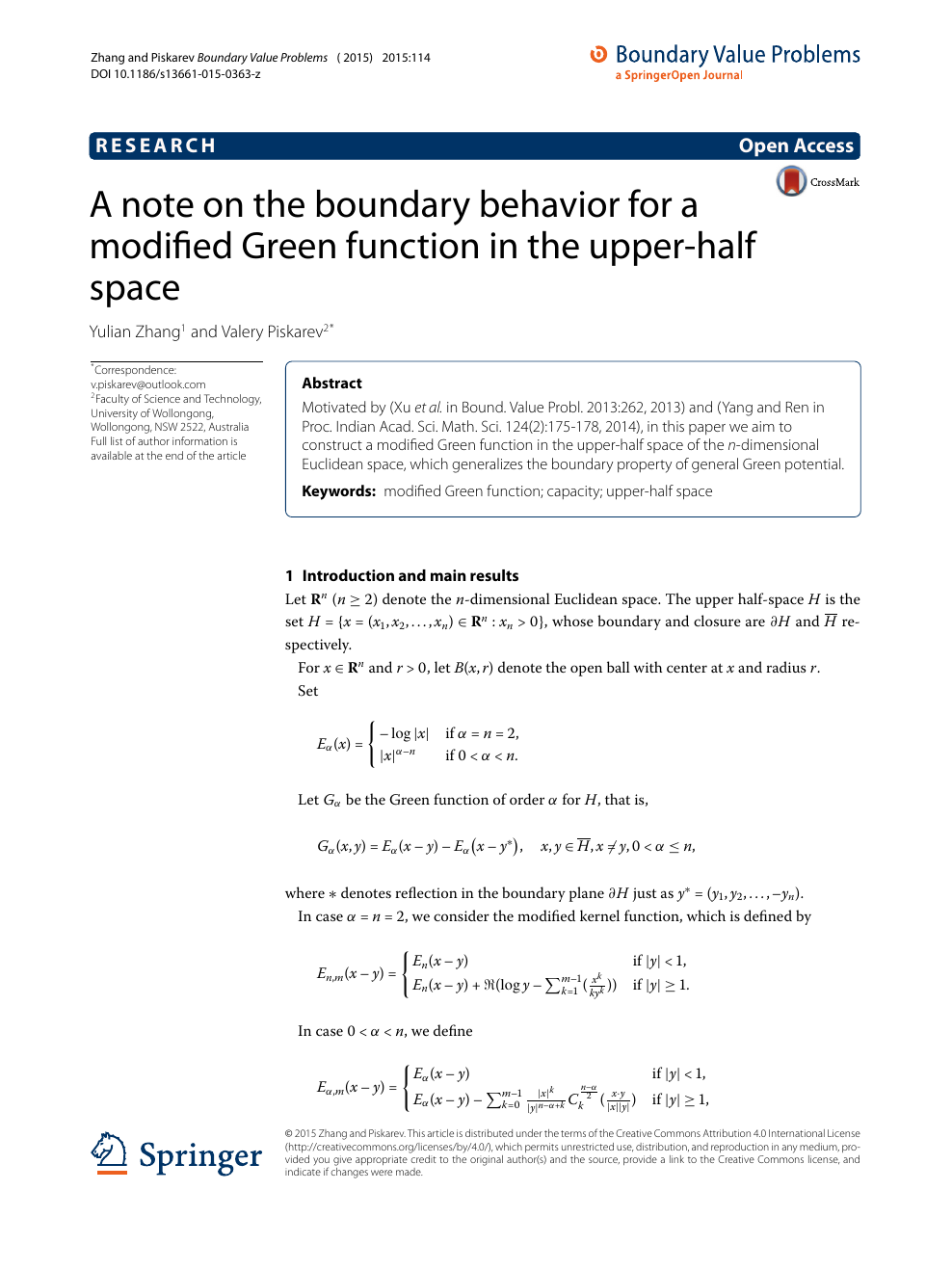 A Note On The Boundary Behavior For A Modified Green Function In The Upper Half Space Topic Of Research Paper In Mathematics Download Scholarly Article Pdf And Read For Free On Cyberleninka