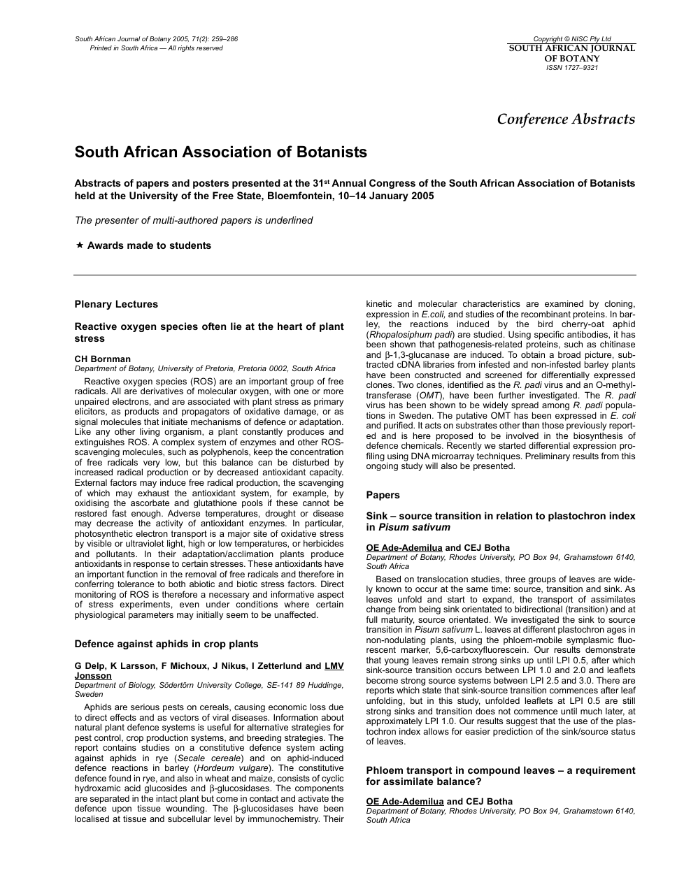 South African Association of Botanists image