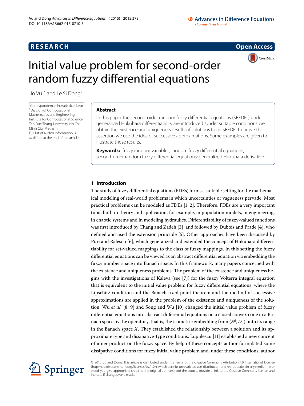 Initial Value Problem For Second Order Random Fuzzy Differential Equations Topic Of Research Paper In Mathematics Download Scholarly Article Pdf And Read For Free On Cyberleninka Open Science Hub