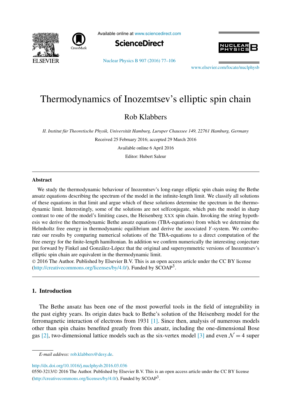 Thermodynamics Of Inozemtsev S Elliptic Spin Chain Topic Of Research Paper In Physical Sciences Download Scholarly Article Pdf And Read For Free On Cyberleninka Open Science Hub