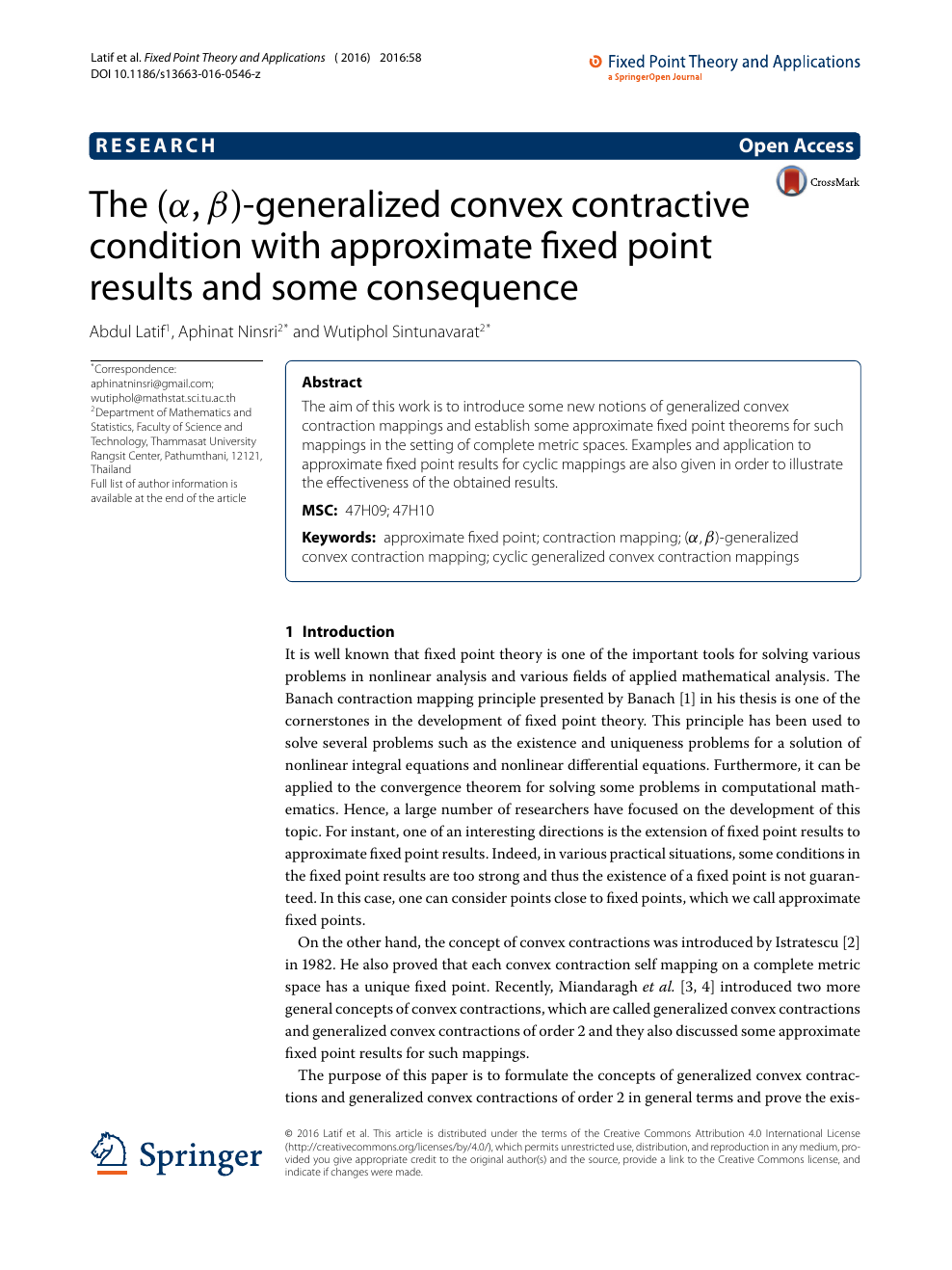 The A B Alpha Beta Generalized Convex Contractive Condition With Approximate Fixed Point Results And Some Consequence Topic Of Research Paper In Mathematics Download Scholarly Article Pdf And