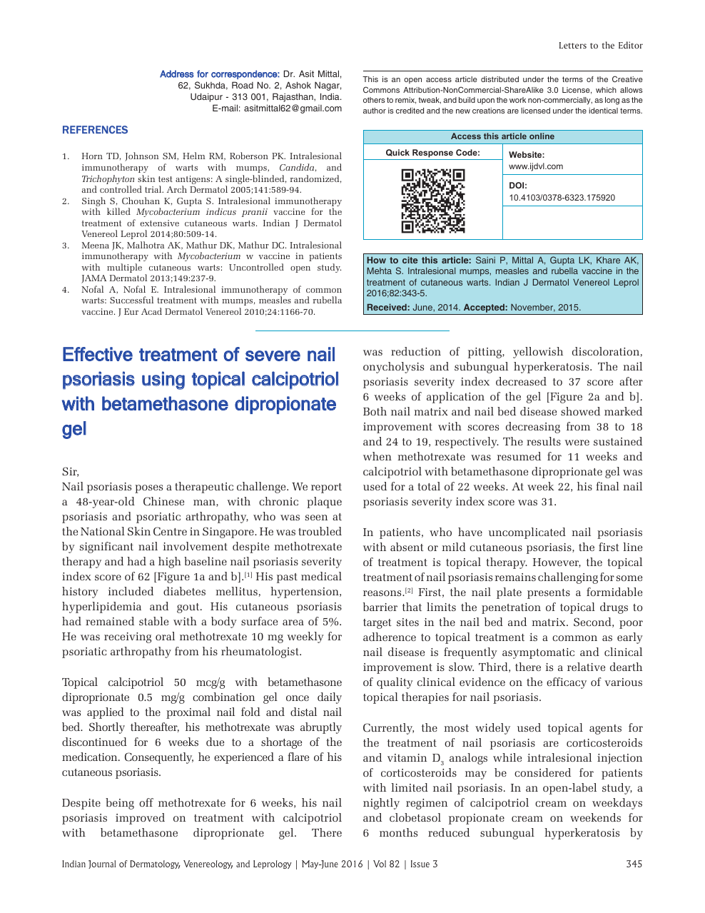 Effective Treatment Of Severe Nail Psoriasis Using Topical
