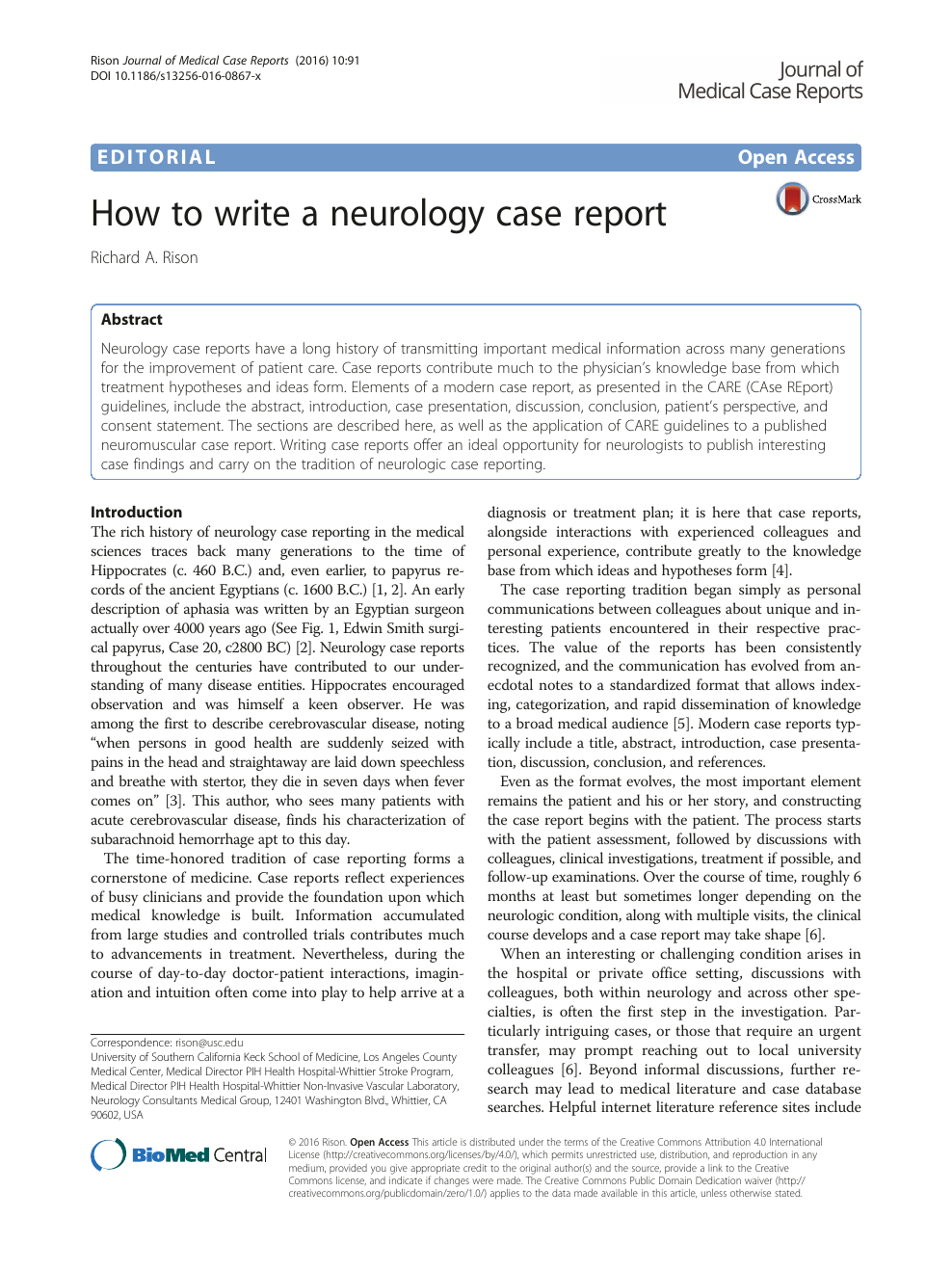 How to write a neurology case report – topic of research paper in
