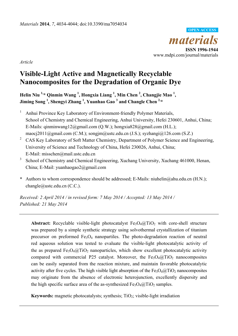 Visible Light Active And Magnetically Recyclable Nanocomposites For The Degradation Of Organic Dye Topic Of Research Paper In Nano Technology Download Scholarly Article Pdf And Read For Free On Cyberleninka Open Science Hub