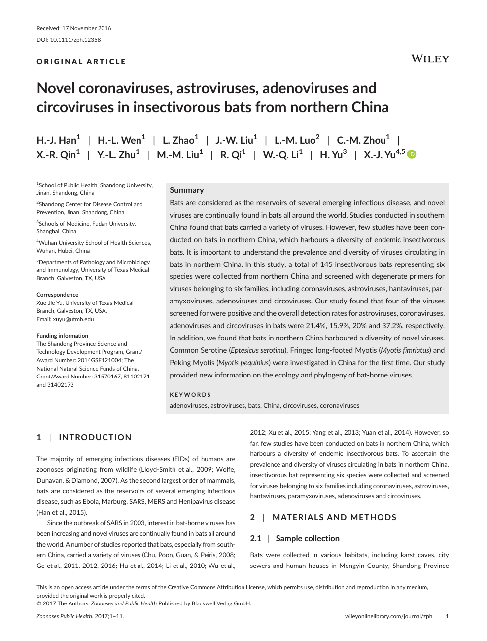 Novel Coronaviruses Astroviruses Adenoviruses And Circoviruses In Insectivorous Bats From Northern China Topic Of Research Paper In Biological Sciences Download Scholarly Article Pdf And Read For Free On Cyberleninka Open Science
