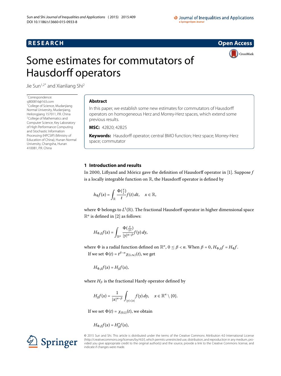 Some Estimates For Commutators Of Hausdorff Operators Topic Of Research Paper In Mathematics Download Scholarly Article Pdf And Read For Free On Cyberleninka Open Science Hub