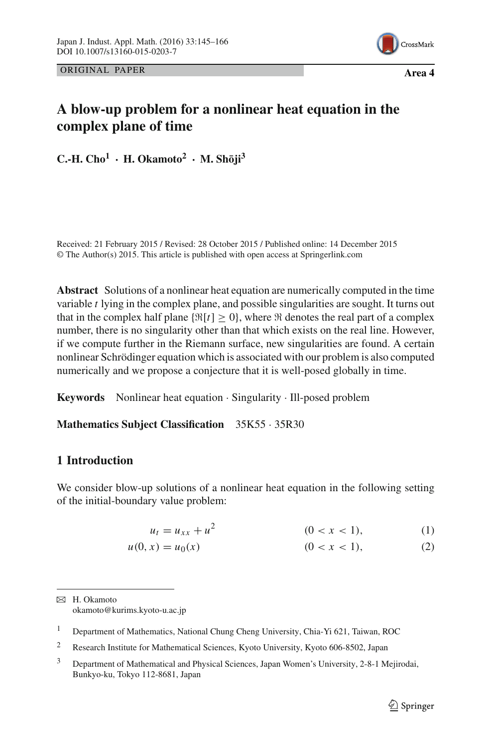 A Blow Up Problem For A Nonlinear Heat Equation In The Complex Plane Of Time Topic Of Research Paper In Mathematics Download Scholarly Article Pdf And Read For Free On Cyberleninka Open