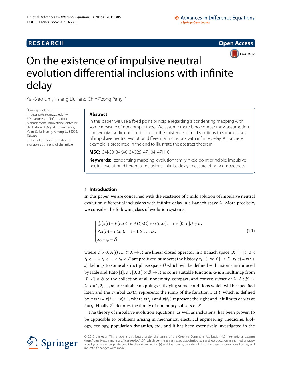 On The Existence Of Impulsive Neutral Evolution Differential Inclusions With Infinite Delay Topic Of Research Paper In Mathematics Download Scholarly Article Pdf And Read For Free On Cyberleninka Open Science Hub