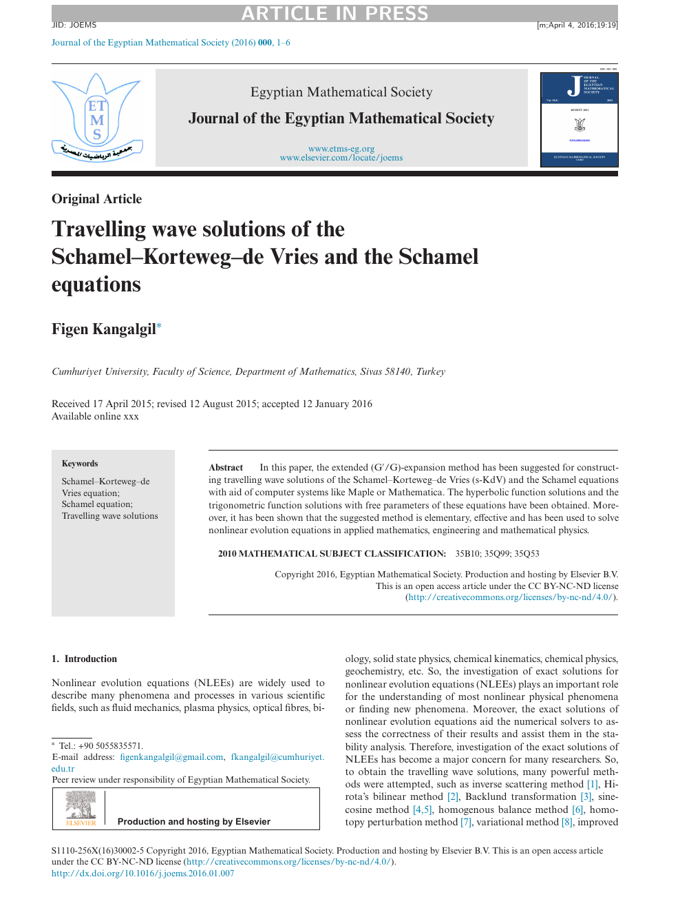 Travelling Wave Solutions Of The Schamel Korteweg De Vries And The Schamel Equations Topic Of Research Paper In Mathematics Download Scholarly Article Pdf And Read For Free On Cyberleninka Open Science Hub