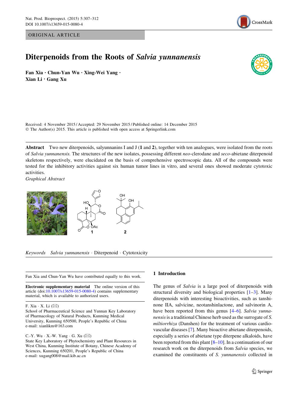 Diterpenoids From The Roots Of Salvia Yunnanensis Topic Of Research Paper In Chemical Sciences Download Scholarly Article Pdf And Read For Free On Cyberleninka Open Science Hub