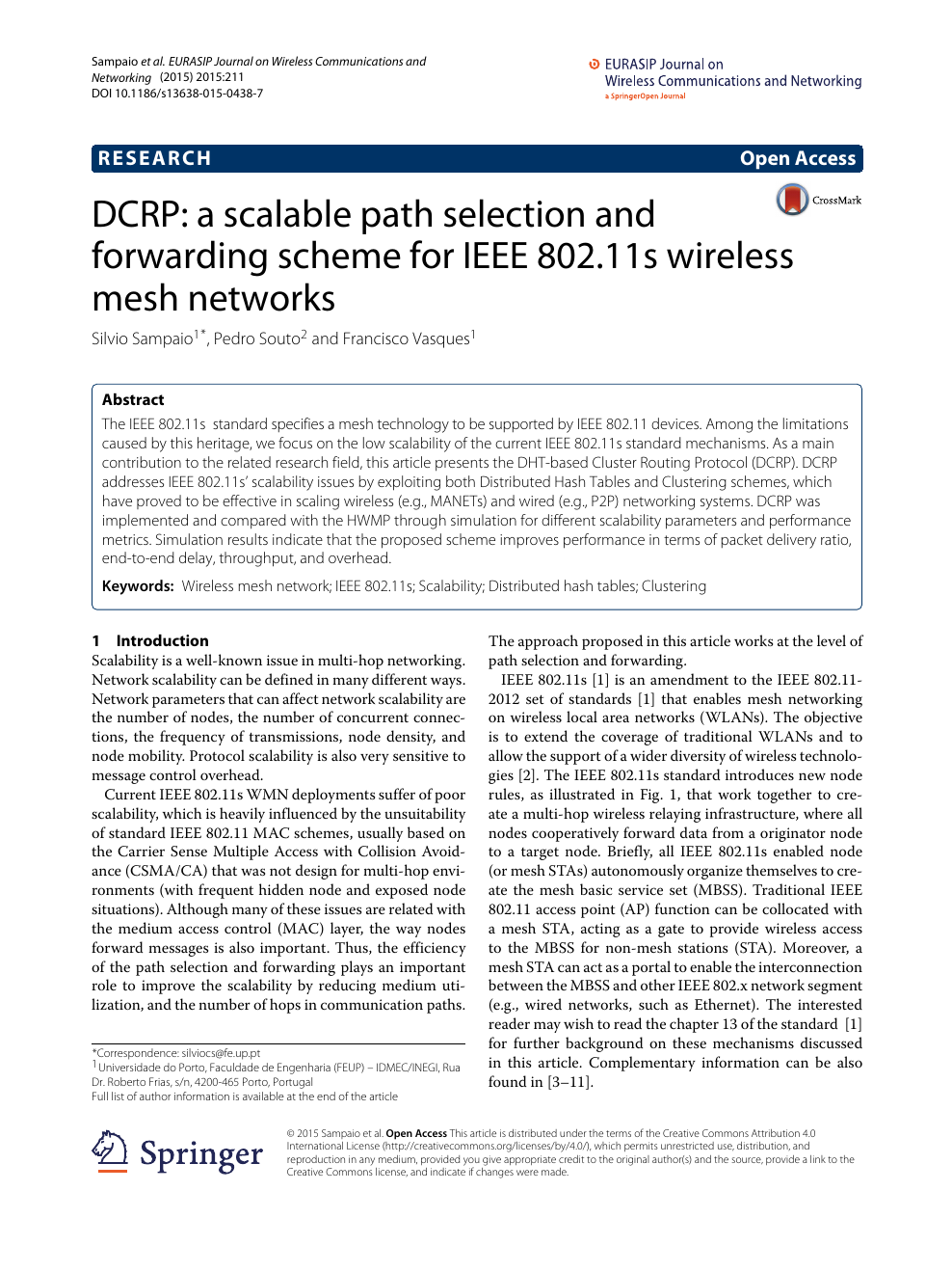 Dcrp A Scalable Path Selection And Forwarding Scheme For Ieee 802 11s Wireless Mesh Networks Topic Of Research Paper In Electrical Engineering Electronic Engineering Information Engineering Download Scholarly Article Pdf And Read