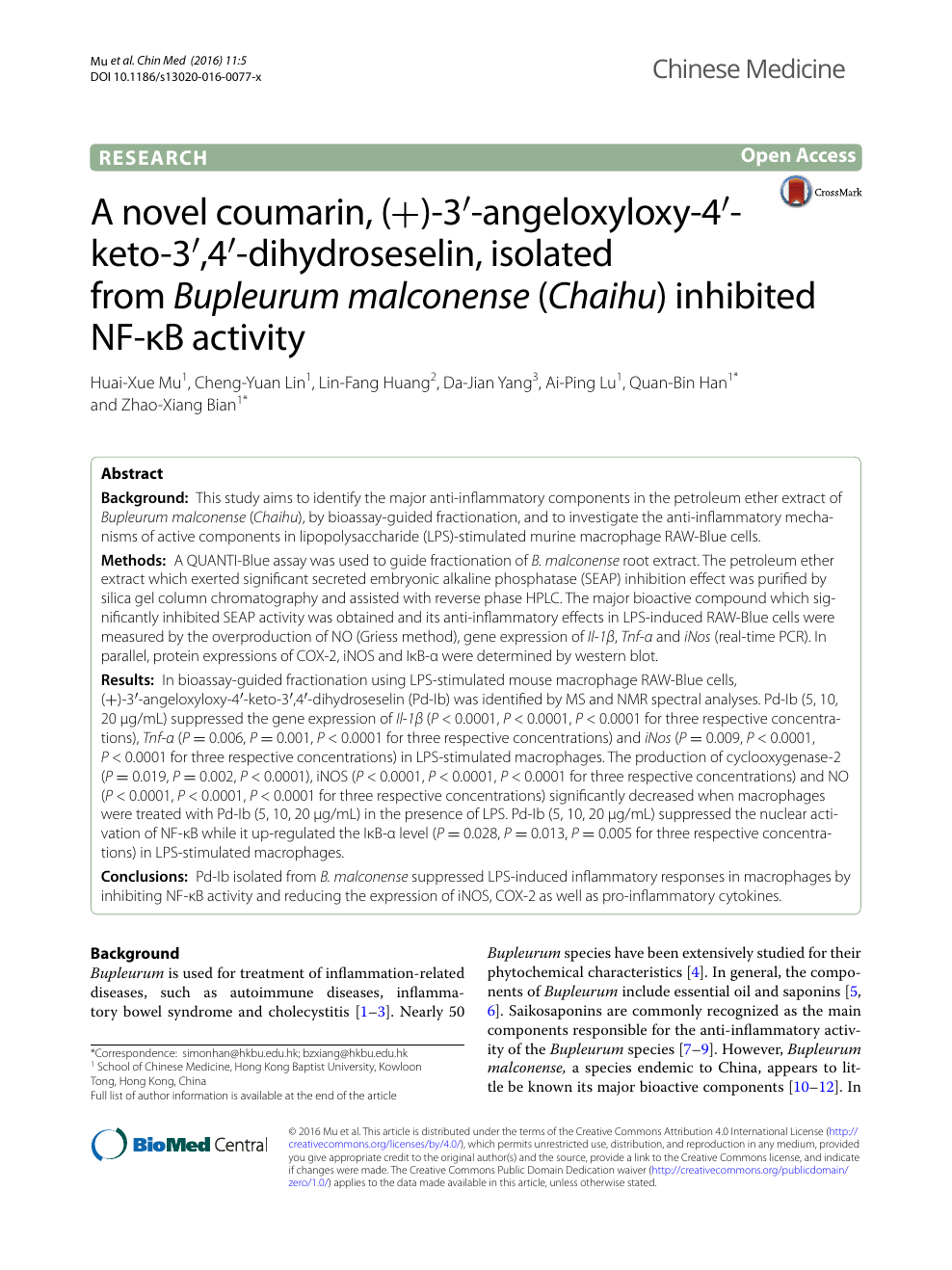 A Novel Coumarin 3 Angeloxyloxy 4 Keto 3 4 Dihydroseselin Isolated From Bupleurum Malconense Chaihu Inhibited Nf Kb Activity Topic Of Research Paper In Biological Sciences Download Scholarly Article Pdf And Read For Free On Cyberleninka