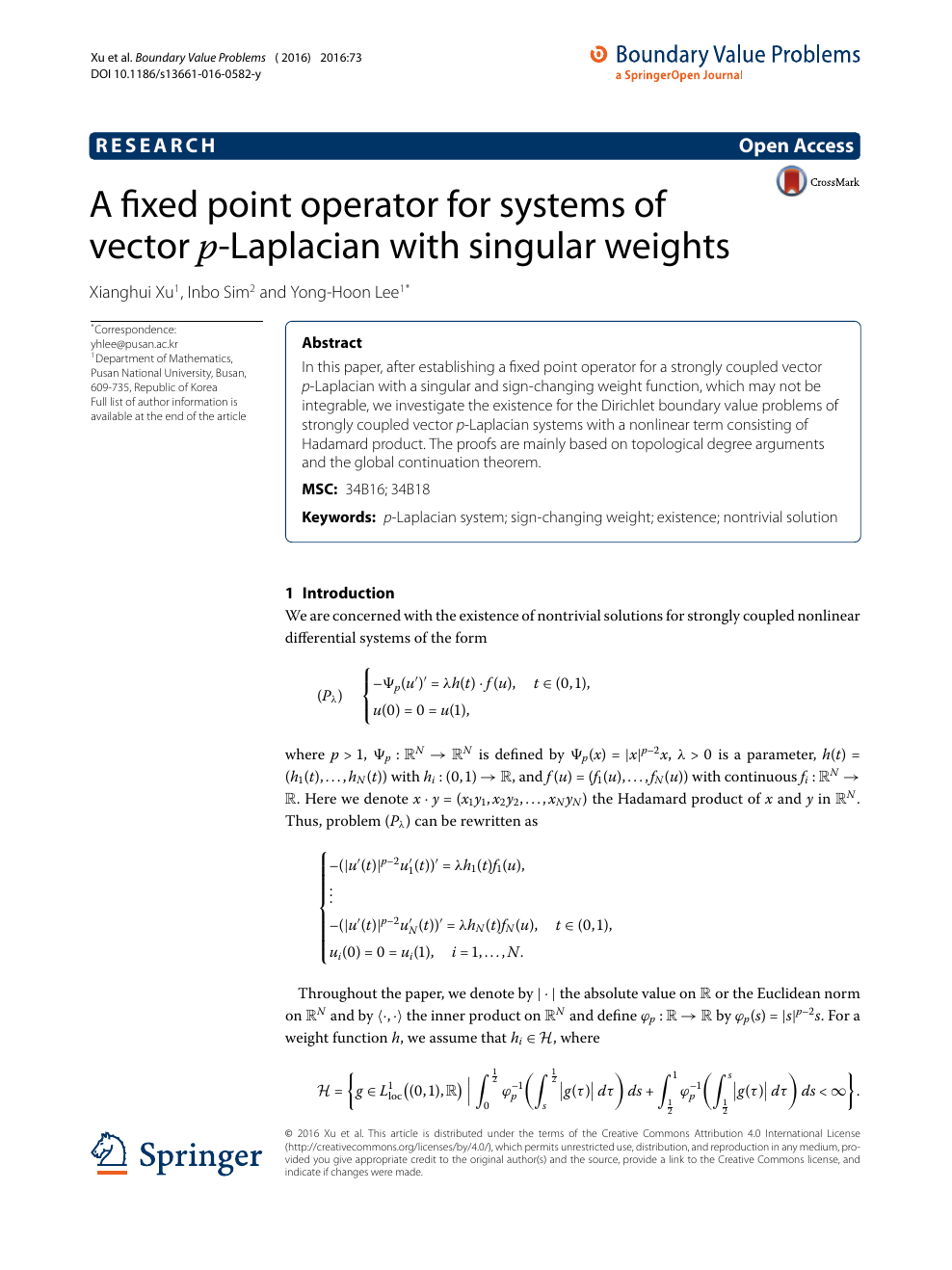 A Fixed Point Operator For Systems Of Vector P Laplacian With Singular Weights Topic Of Research Paper In Mathematics Download Scholarly Article Pdf And Read For Free On Cyberleninka Open Science Hub