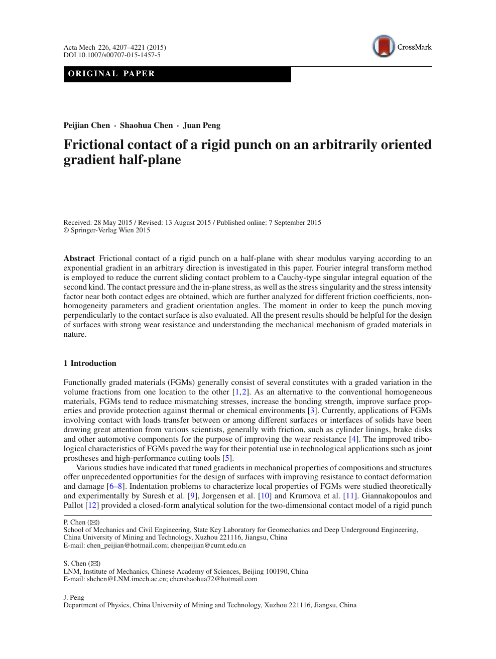 Frictional Contact Of A Rigid Punch On An Arbitrarily Oriented Gradient Half Plane Topic Of Research Paper In Materials Engineering Download Scholarly Article Pdf And Read For Free On Cyberleninka Open Science