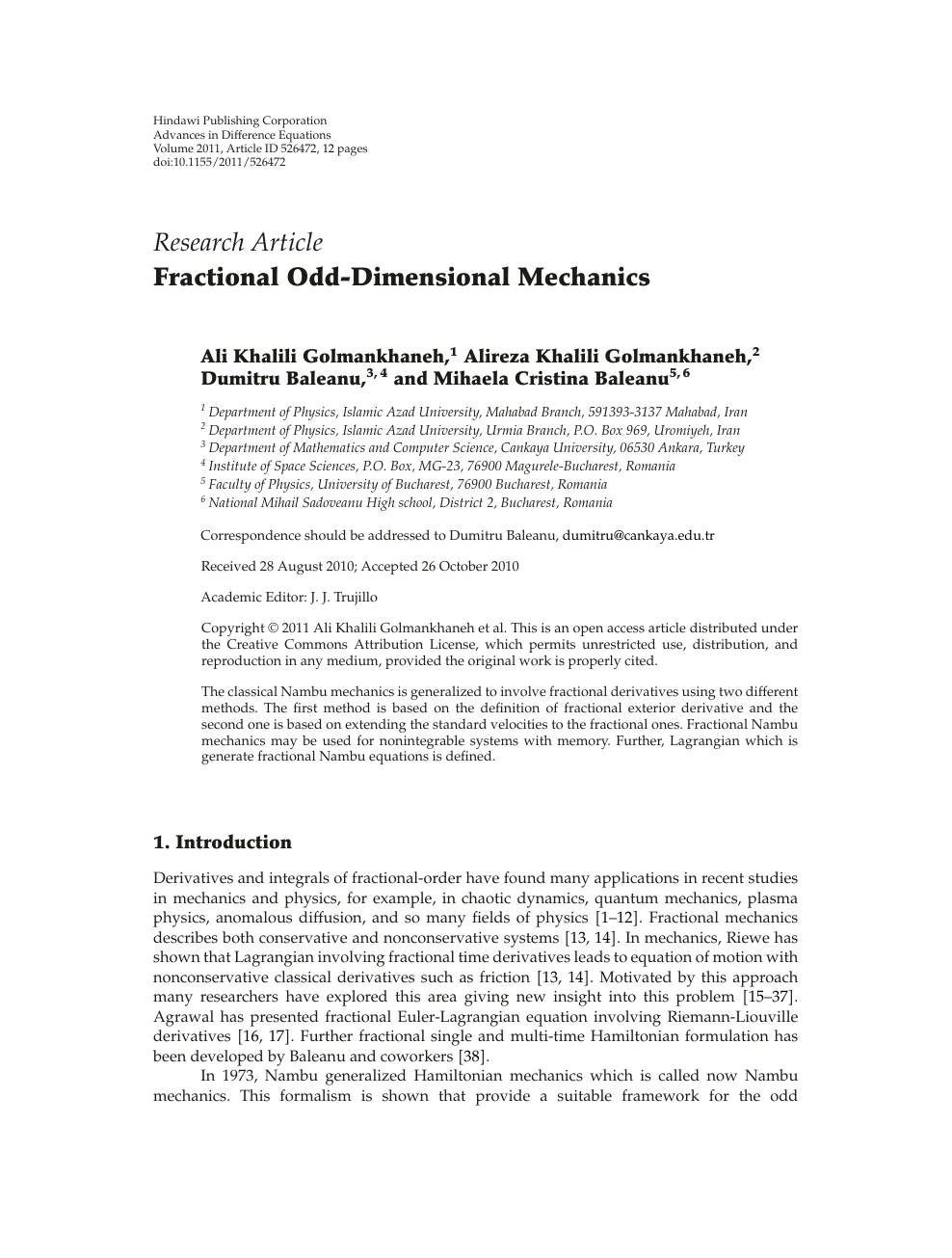 Fractional Odd Dimensional Mechanics Topic Of Research Paper In Mathematics Download Scholarly Article Pdf And Read For Free On Cyberleninka Open Science Hub