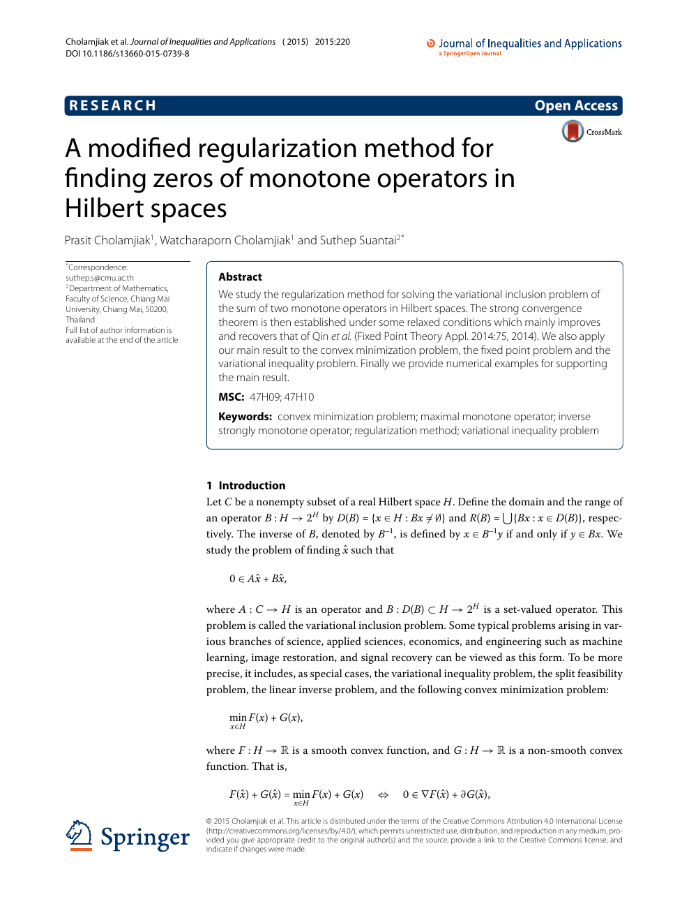 A Modified Regularization Method For Finding Zeros Of Monotone Operators In Hilbert Spaces Topic Of Research Paper In Mathematics Download Scholarly Article Pdf And Read For Free On Cyberleninka Open Science