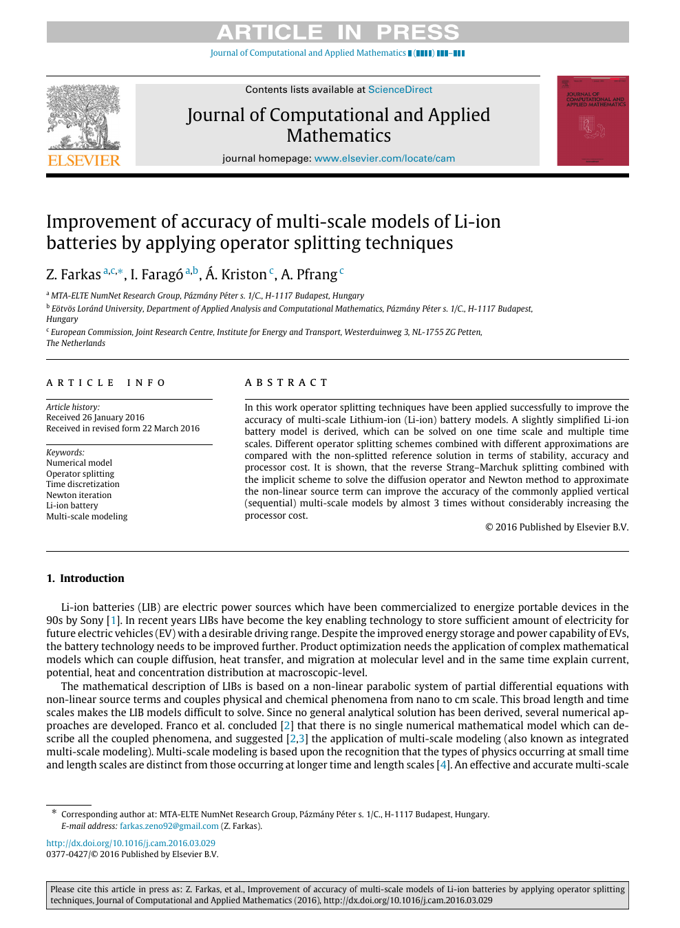 Improvement Of Accuracy Of Multi Scale Models Of Li Ion Batteries By Applying Operator Splitting Techniques Topic Of Research Paper In Mathematics Download Scholarly Article Pdf And Read For Free On Cyberleninka Open