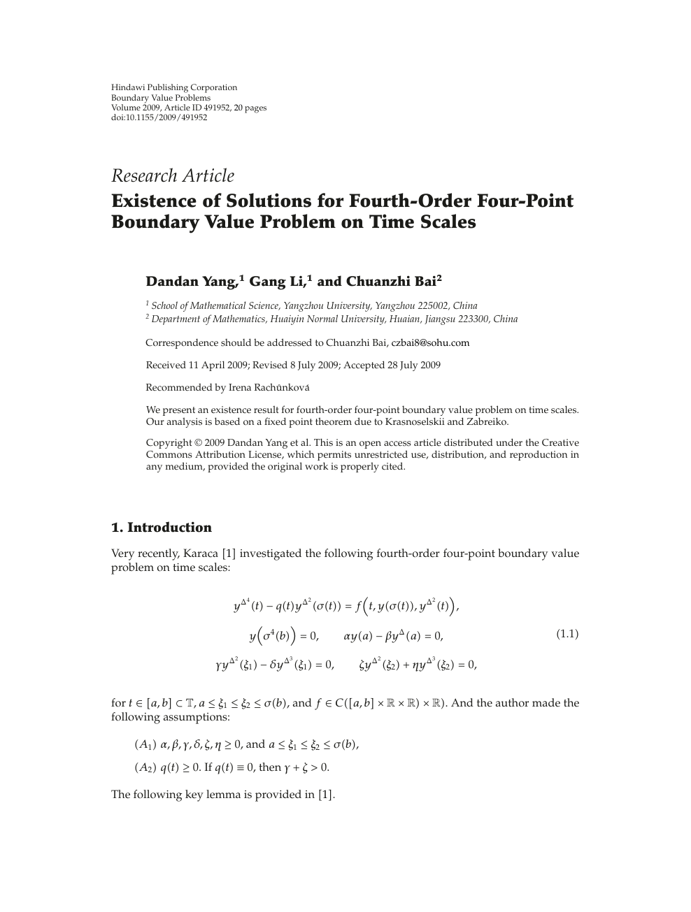 Existence Of Solutions For Fourth Order Four Point Boundary Value Problem On Time Scales Topic Of Research Paper In Mathematics Download Scholarly Article Pdf And Read For Free On Cyberleninka Open Science Hub