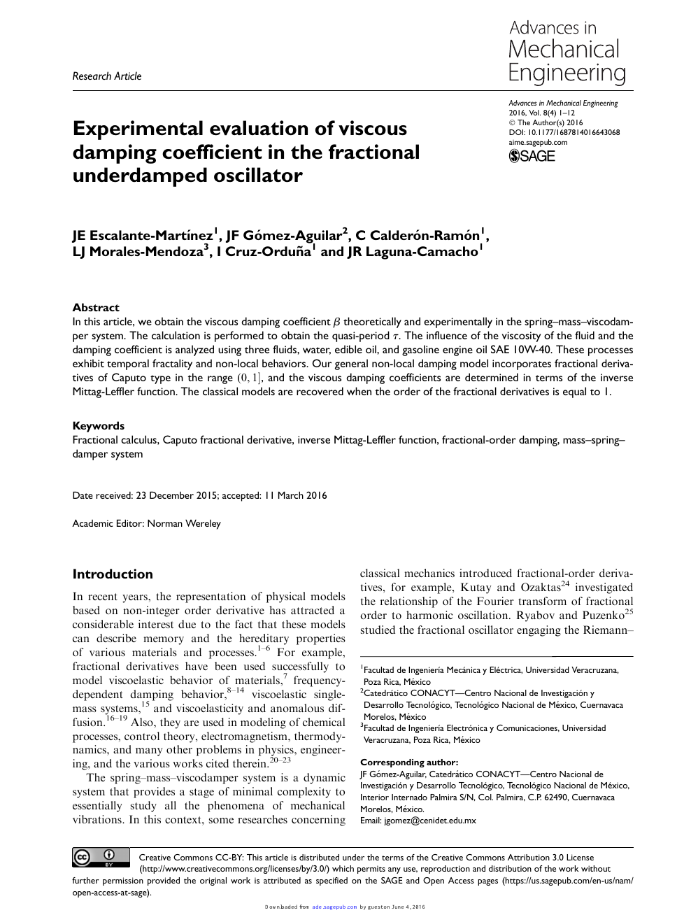 Experimental Evaluation Of Viscous Damping Coefficient In The