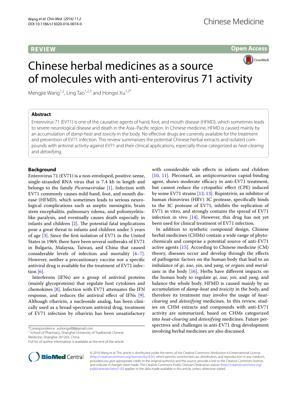 Chinese Herbal Medicines As A Source Of Molecules With Anti - 