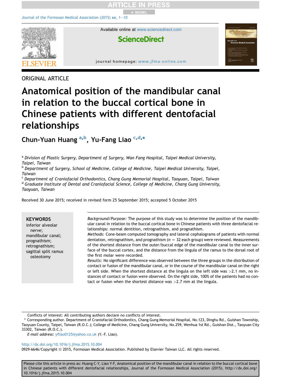 Anatomical Position Of The Mandibular Canal In Relation To The Buccal Cortical Bone In Chinese Patients With Different Dentofacial Relationships Topic Of Research Paper In Clinical Medicine Download Scholarly Article Pdf