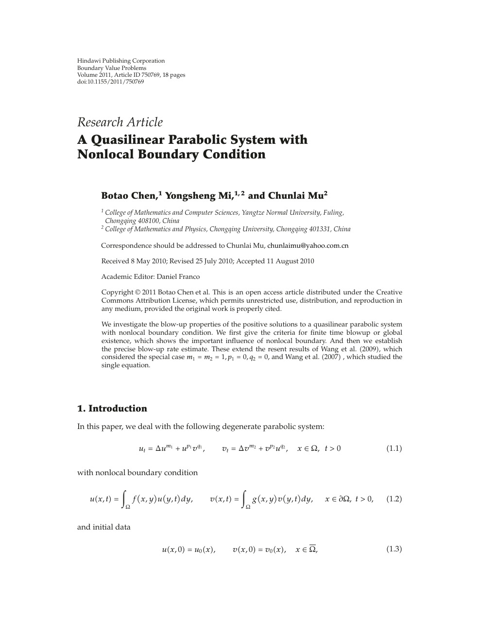 A Quasilinear Parabolic System With Nonlocal Boundary Condition Topic Of Research Paper In Mathematics Download Scholarly Article Pdf And Read For Free On Cyberleninka Open Science Hub