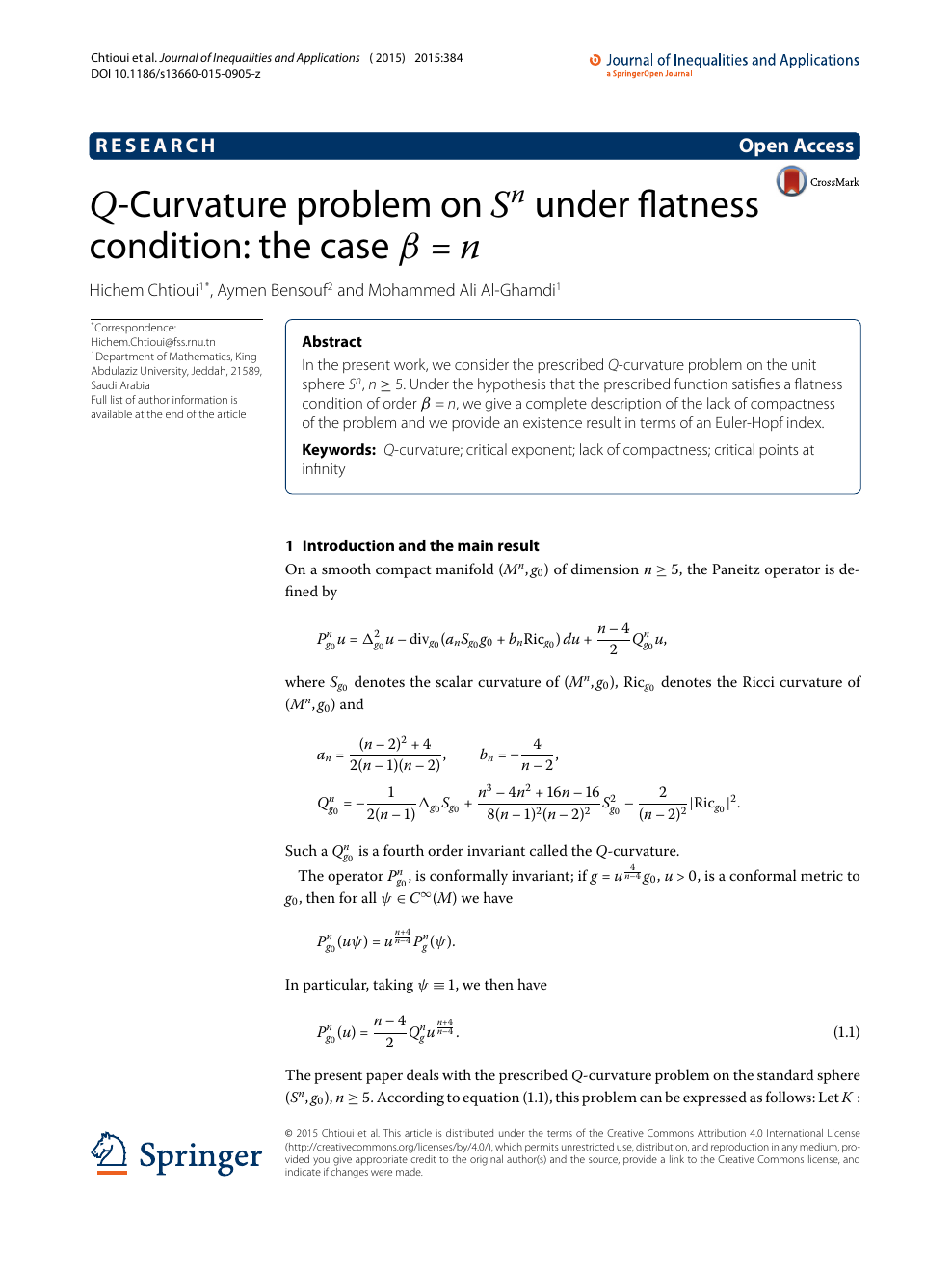 Q Curvature Problem On S N S N Under Flatness Condition The Case B N Beta N Topic Of Research Paper In Mathematics Download Scholarly Article Pdf And Read For Free On Cyberleninka