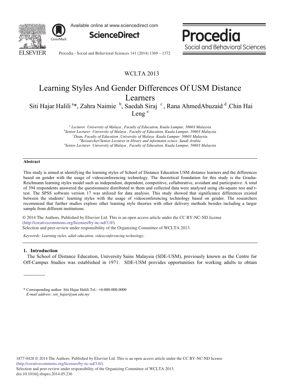 Learning Styles And Gender Differences Of Usm Distance Learners Topic Of Research Paper In Economics And Business Download Scholarly Article Pdf And Read For Free On Cyberleninka Open Science Hub