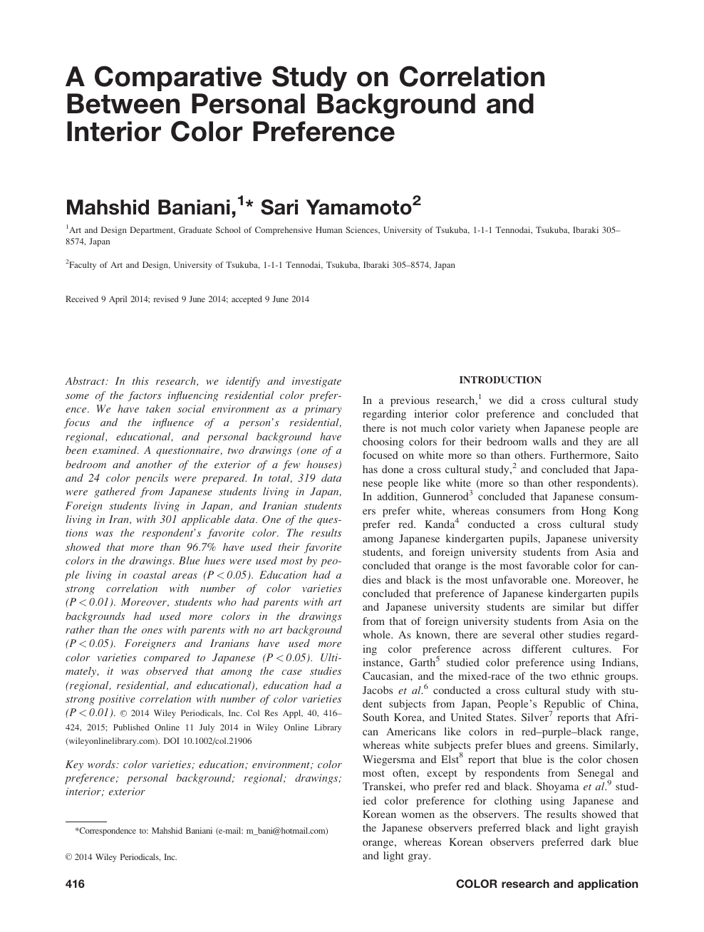 A comparative study on correlation between personal background and interior  color preference – topic of research paper in Educational sciences.  Download scholarly article PDF and read for free on CyberLeninka open  science