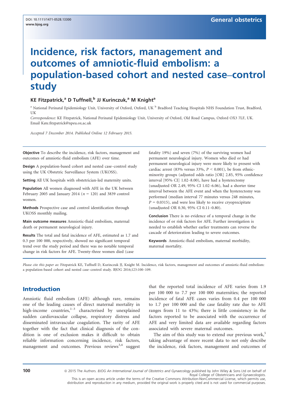 Amniotic Fluid Embolism (AFE): Causes, Symptoms & Treatment