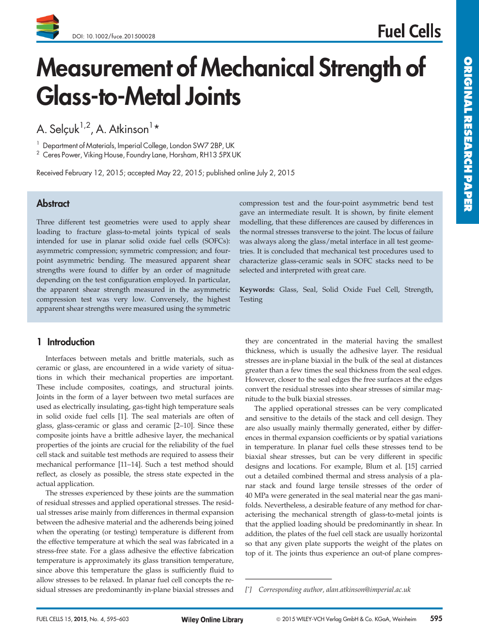 Measurement Of Mechanical Strength Of Glass To Metal Joints Topic Of Research Paper In Mechanical Engineering Download Scholarly Article Pdf And Read For Free On Cyberleninka Open Science Hub