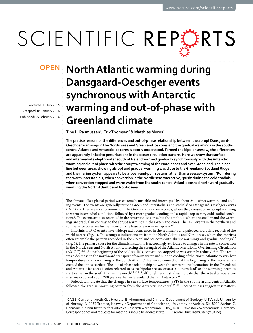 North Atlantic Warming During Dansgaard Oeschger Events
