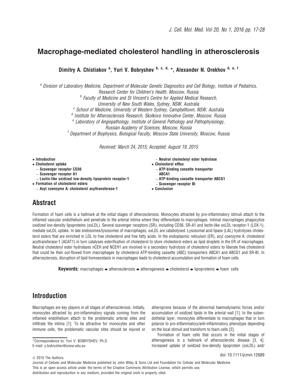 Macrophage Mediated Cholesterol Handling In Atherosclerosis Topic Of Research Paper In Biological Sciences Download Scholarly Article Pdf And Read For Free On Cyberleninka Open Science Hub