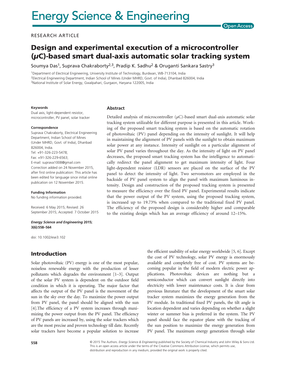 Design And Experimental Execution Of A Microcontroller M C Based Smart Dual Axis Automatic Solar Tracking System Topic Of Research Paper In Electrical Engineering Electronic Engineering Information Engineering Download Scholarly Article Pdf