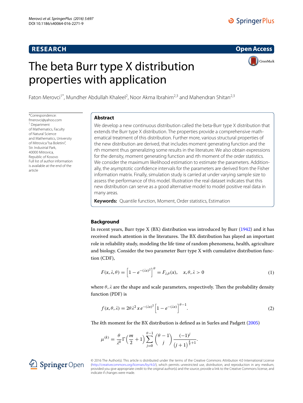The Beta Burr Type X Distribution Properties With Application Topic Of Research Paper In Mathematics Download Scholarly Article Pdf And Read For Free On Cyberleninka Open Science Hub