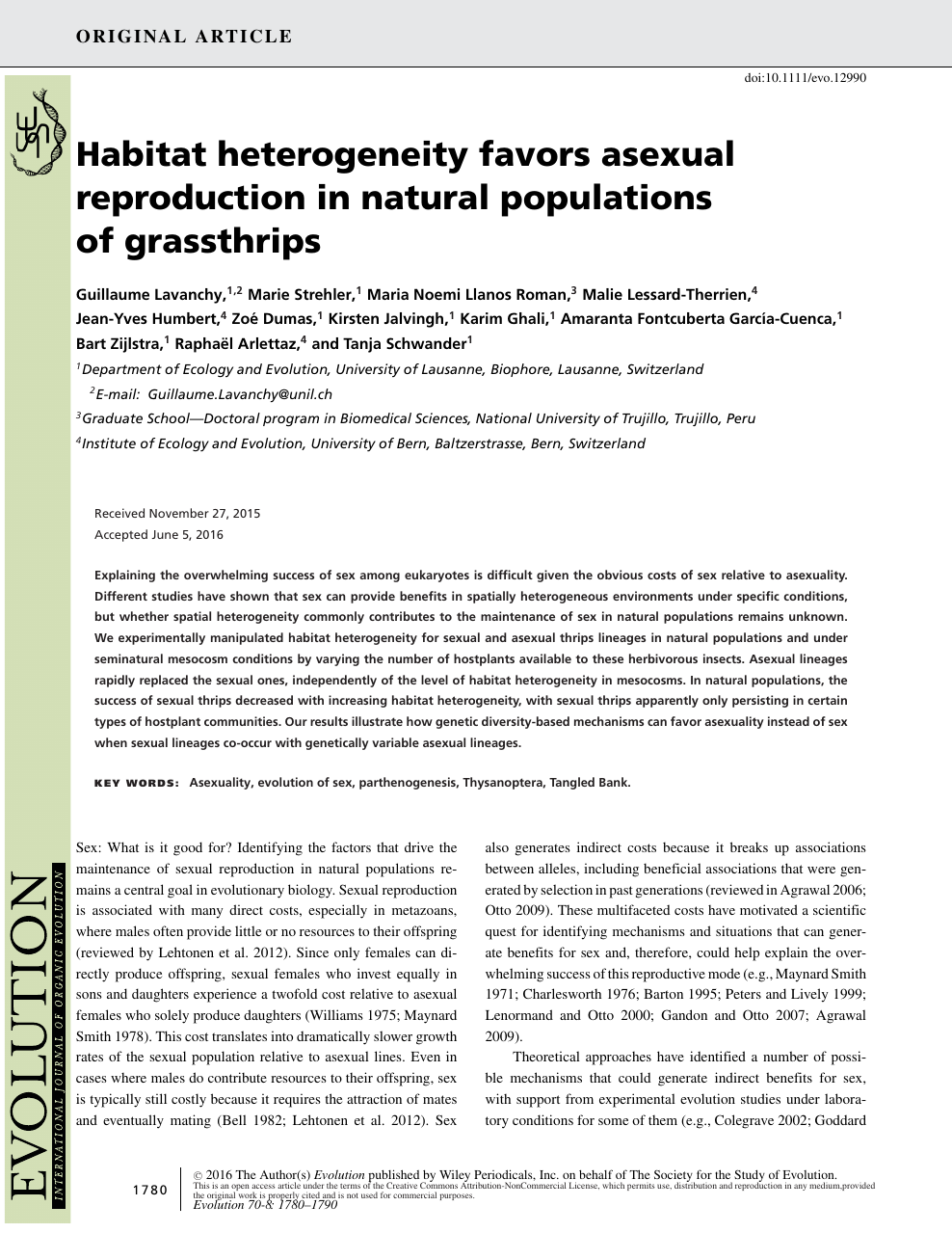Habitat Heterogeneity Favors Asexual Reproduction In Natural Populations Of Grassthrips Topic Of Research Paper In Biological Sciences Download Scholarly Article Pdf And Read For Free On Cyberleninka Open Science Hub