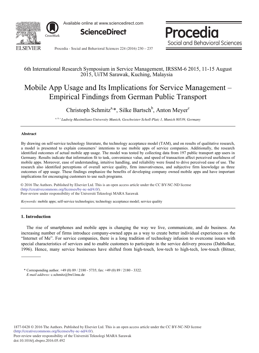 Mobile App Usage And Its Implications For Service Management Empirical Findings From German Public Transport Topic Of Research Paper In Economics And Business Download Scholarly Article Pdf And Read For